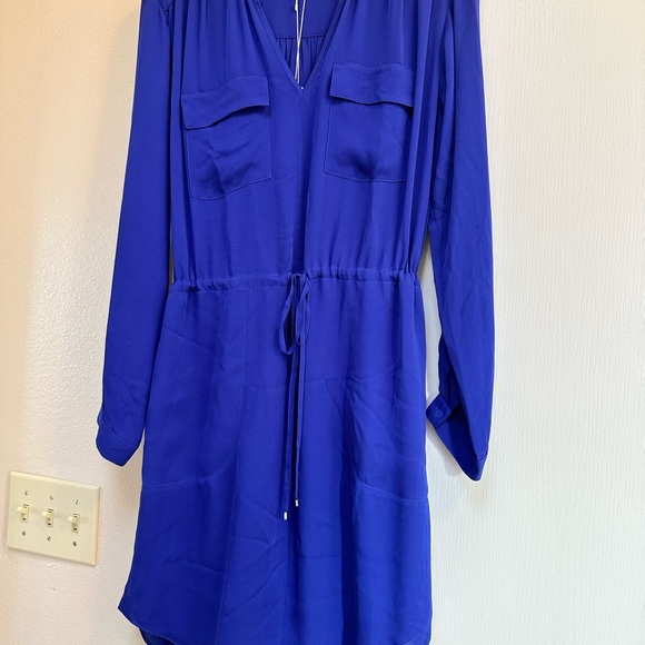 Rebecca Taylor Drawstring Silk Dress Size 4 - Blue - Picture 2 of 4